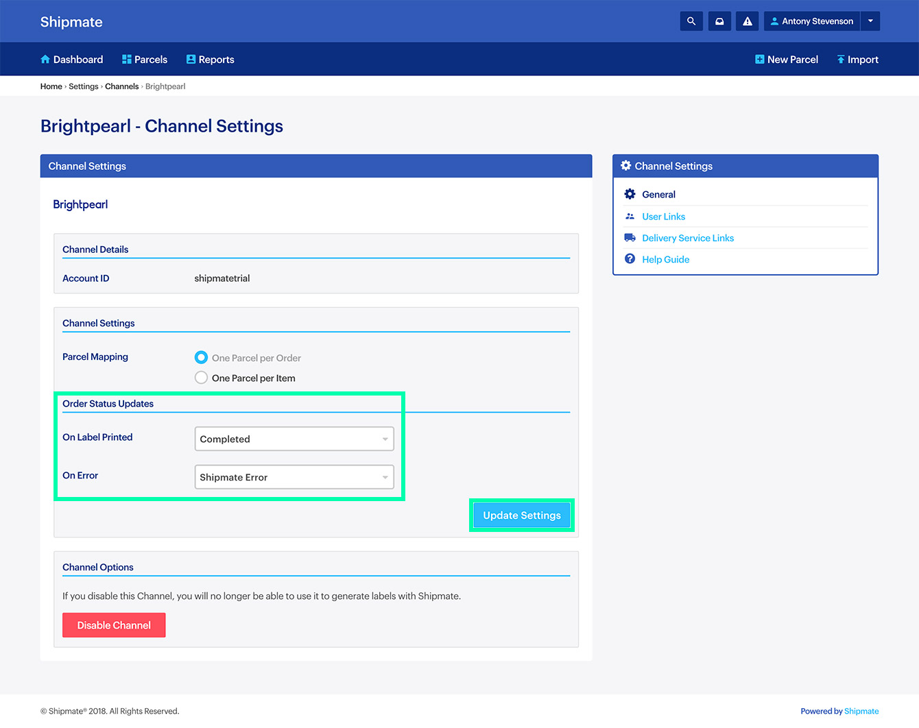 Shipmate - Brightpearl Order Status Mapping