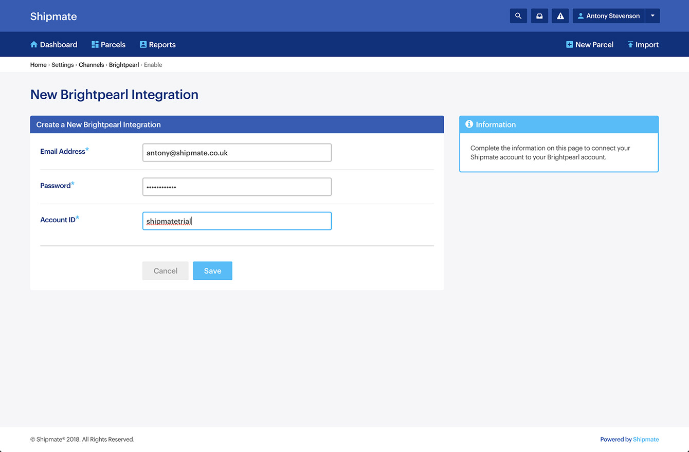 Shipmate - New Brightpearl Channel Integration