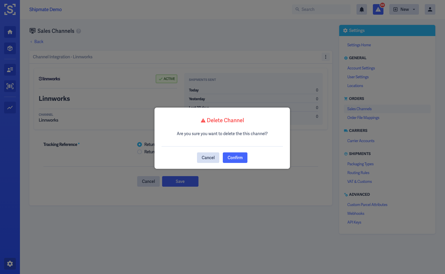 Shipmate - Linnworks - Remove Channel Confirmation