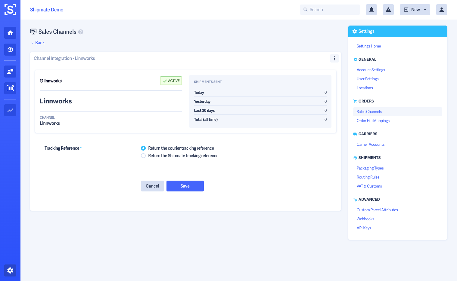 Shipmate - Linnworks Channel Settings