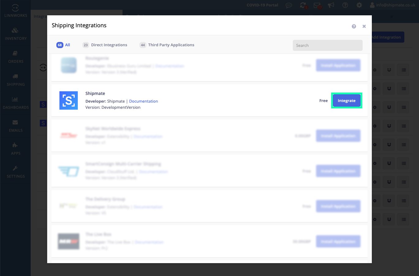 Linnworks - Add Shipmate Shipping Integrations - Step 3