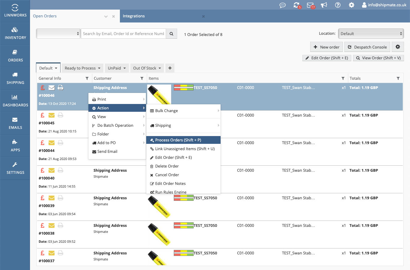 Linnworks - Shipping an Order using Shipmate - Stage 1