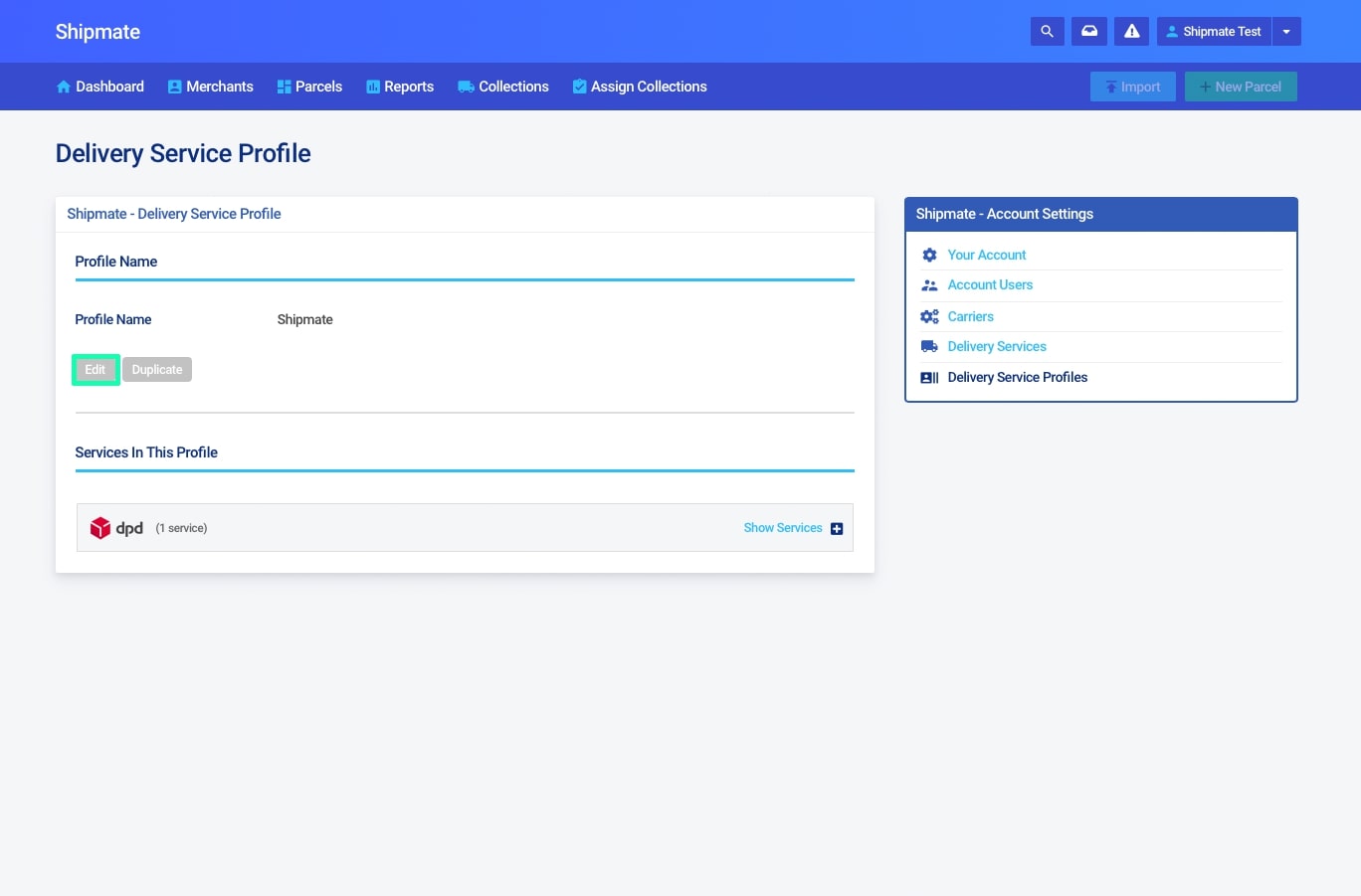 Shipmate - 3PL - Edit a Delivery Service Profile
