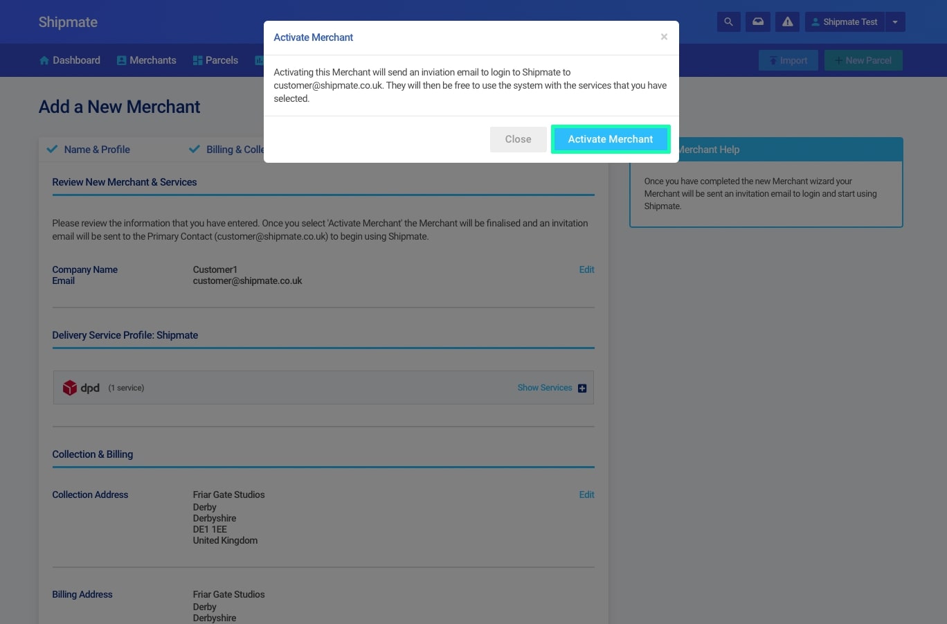 Shipmate - 3PL - Activate a Merchant