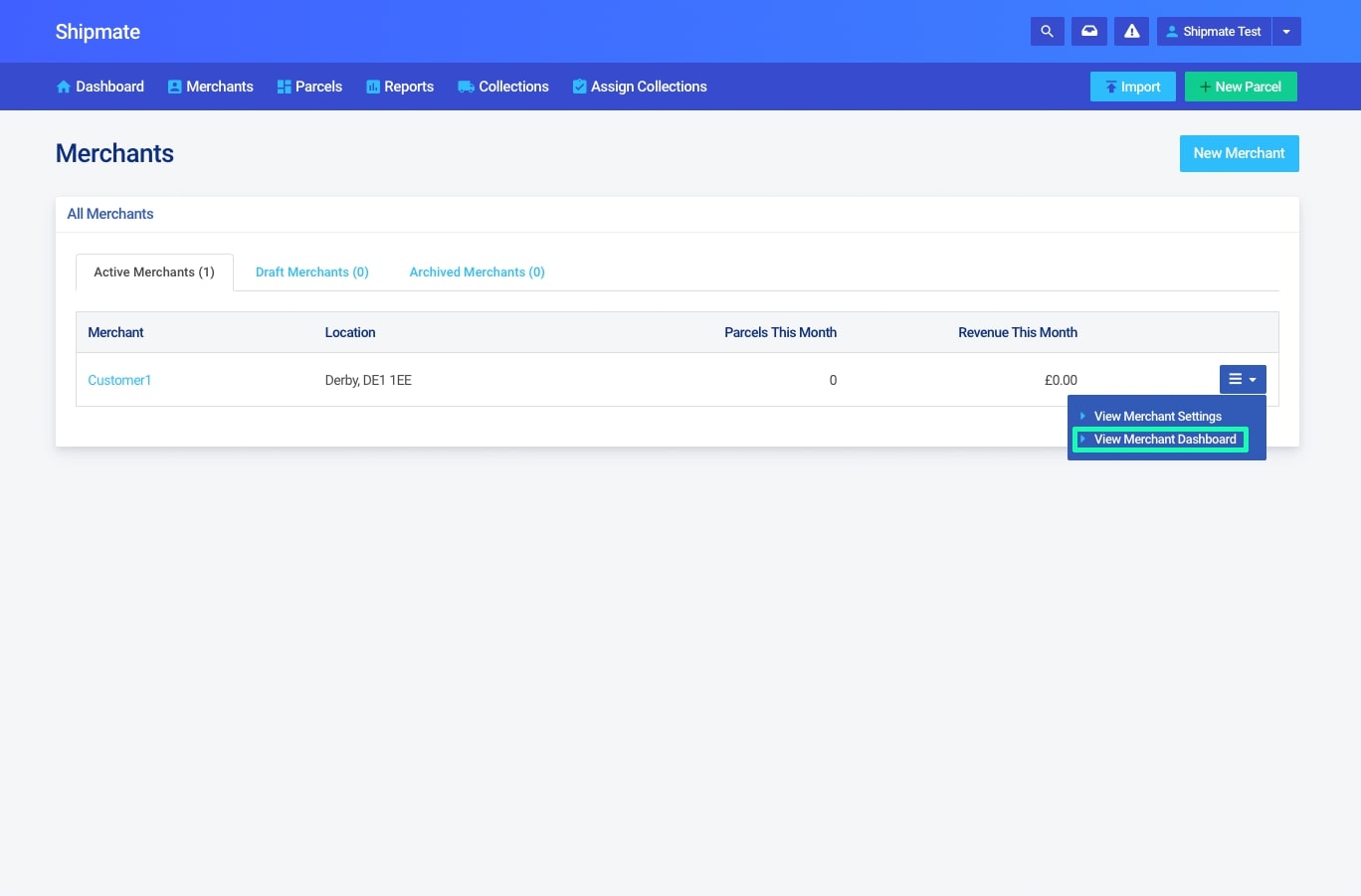 Shipmate - 3PL - View Merchant Dashboard