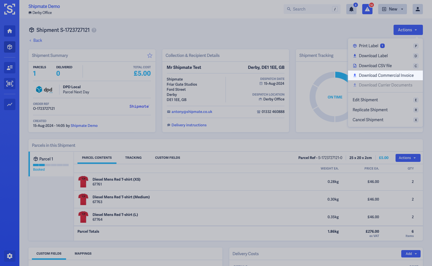 Shipmate - Download Commercial Invoice