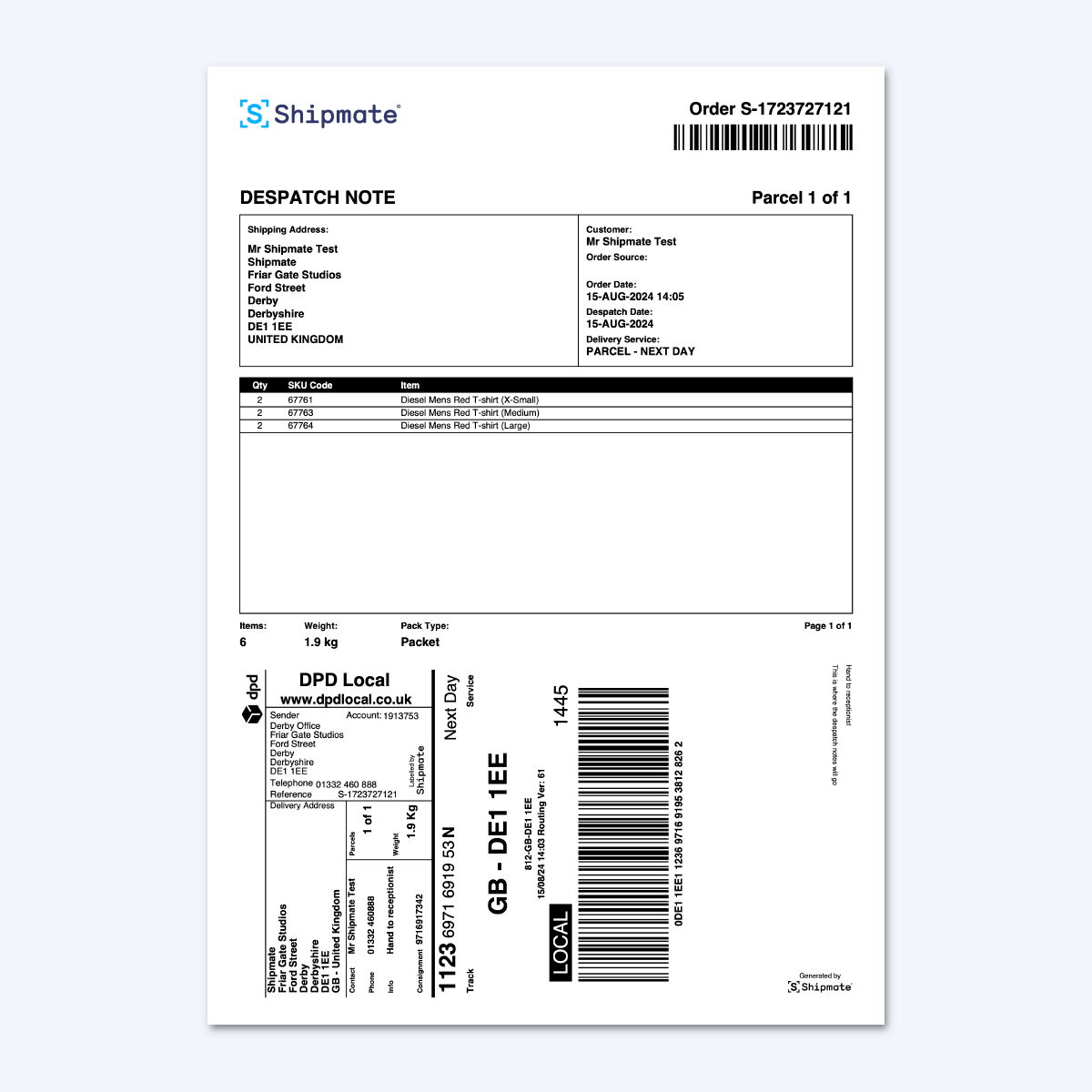 Shipmate - Integrated Despatch Note (S16)