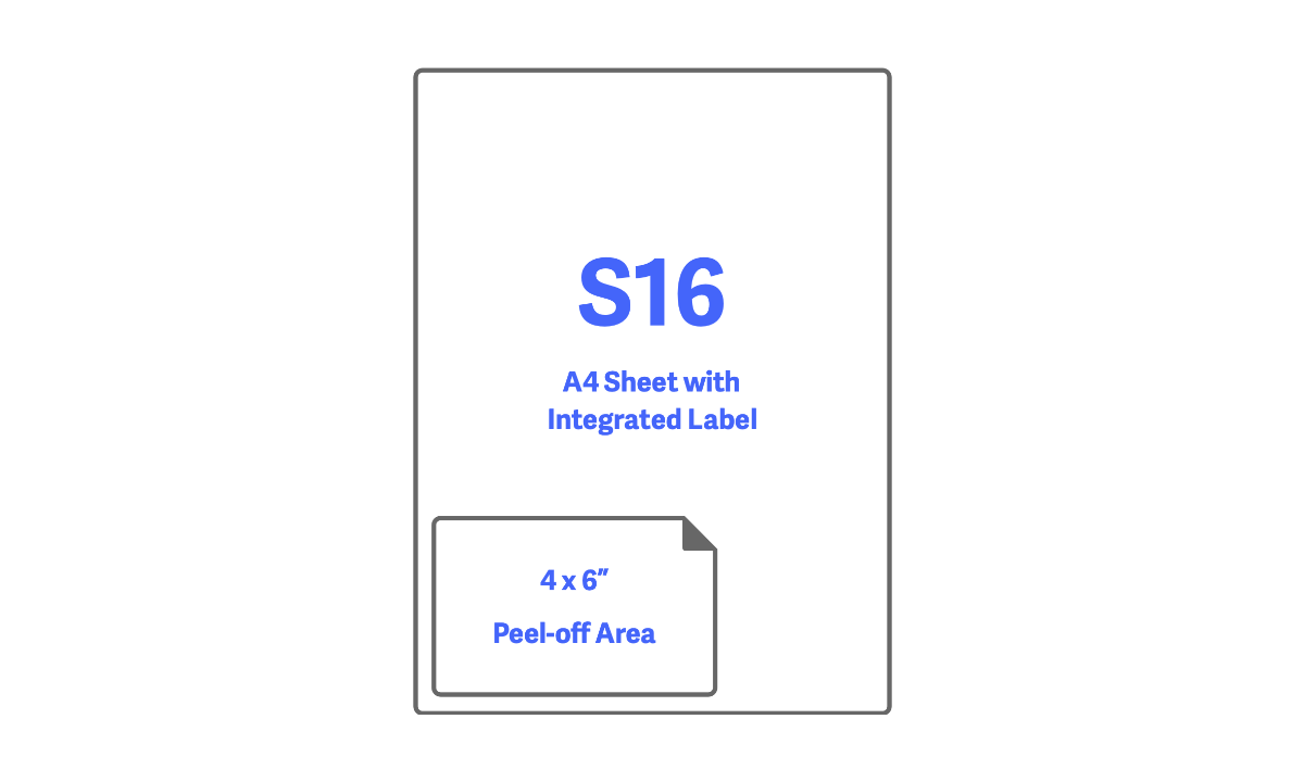 S16 Integrated Label Diagram - A4 Sheet with 4x6-inch Label