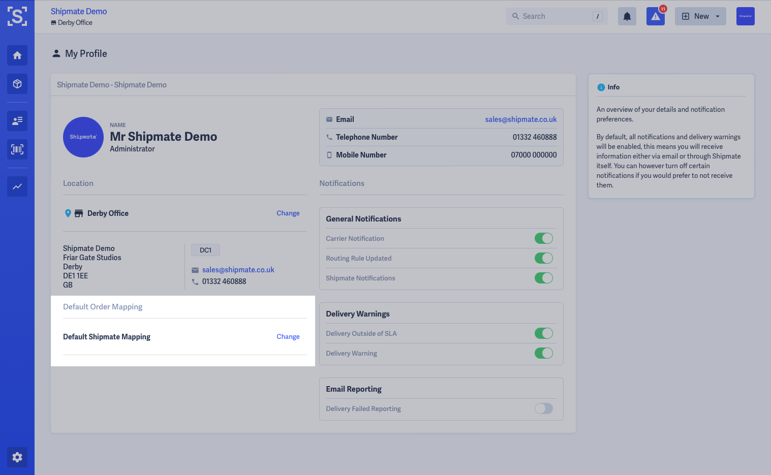 Shipmate - My Profile - Change Default Order Mapping