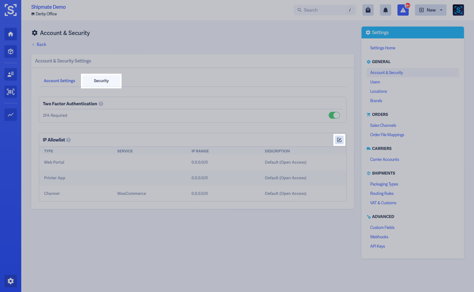Shipmate - Security Settings - Edit IP Allowlist Shipmate - Security Settings - Edit IP Allowlist