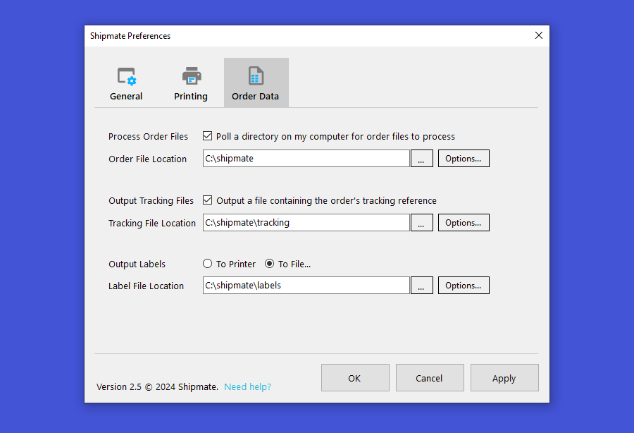 shipmate Label File Output